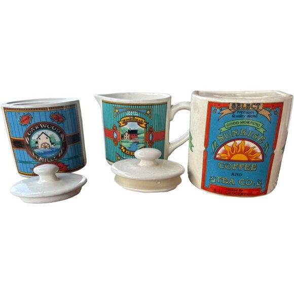 Designed, Inc. 3-pc. VTG 1998 Coffee Tea Creamer Sugar Ceramic Canister Set READ - Picture 1 of 16